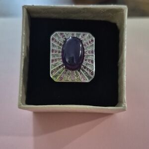 Elegant Purple and Silver Women's Ring